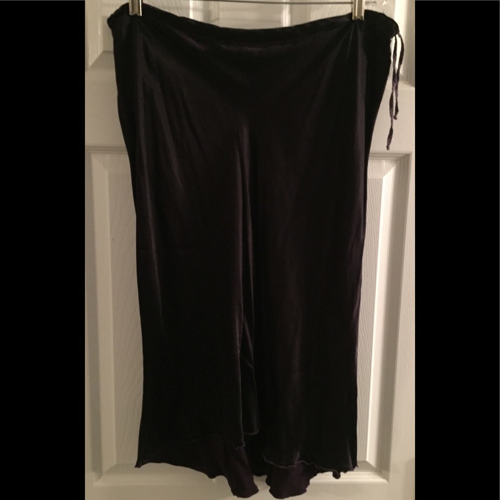 Spool Dark Purple Cotton Satin Midi Skirt